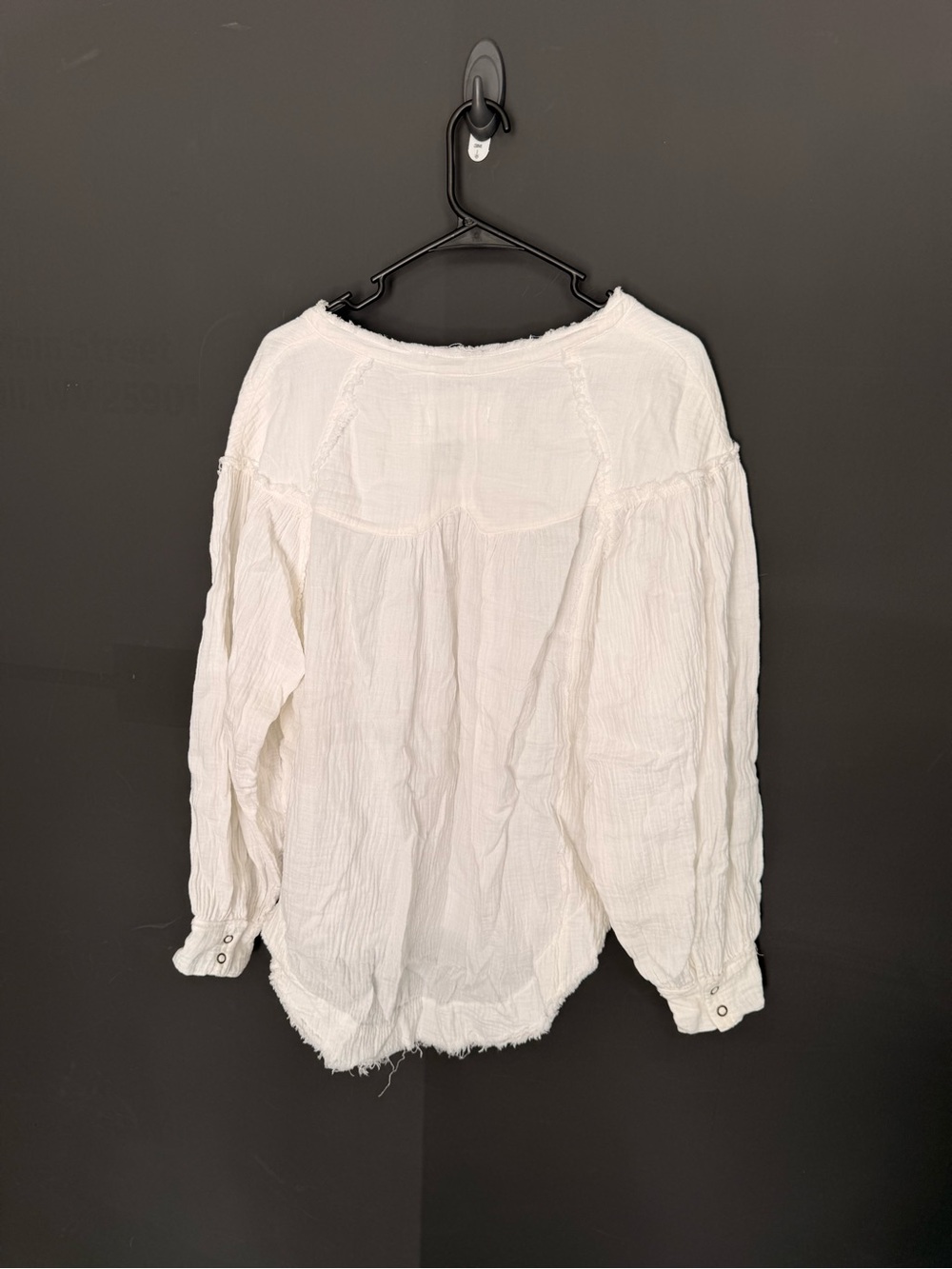 We The Free White Gauze Button Henley Blouse - Picture 3 of 4